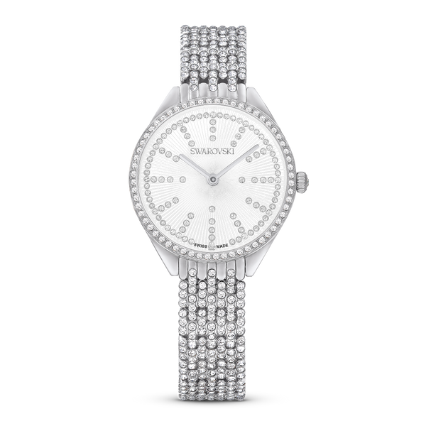 SWAROVSKI ATTRACT WATCH, SWISS MADE, FULL PAVÉ, METAL BRACELET, SILVER TONE, STAINLESS STEEL 5644062