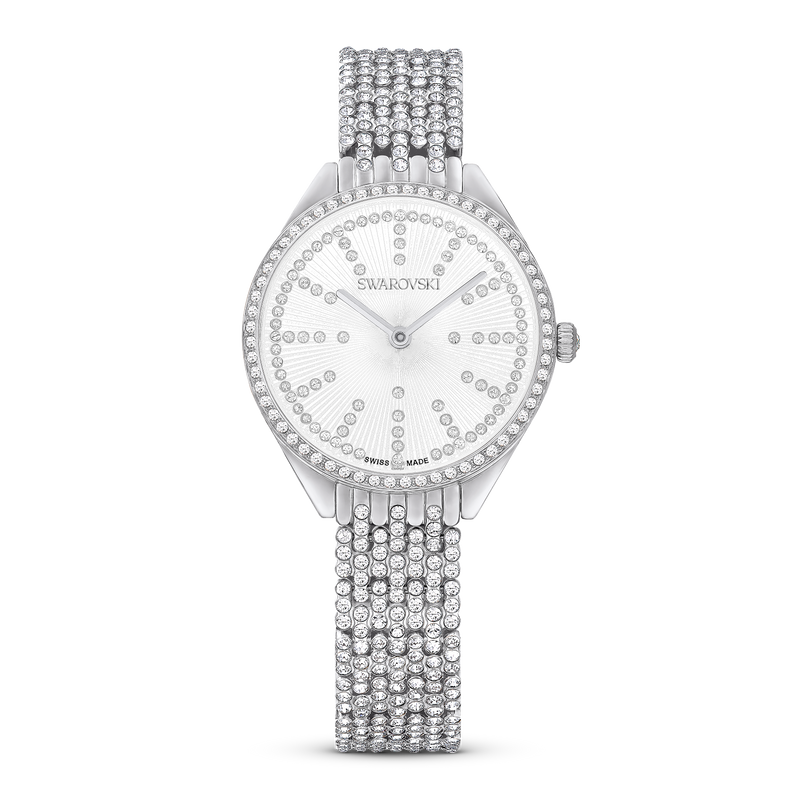 SWAROVSKI ATTRACT WATCH, SWISS MADE, FULL PAVÉ, METAL BRACELET, SILVER TONE, STAINLESS STEEL 5644062