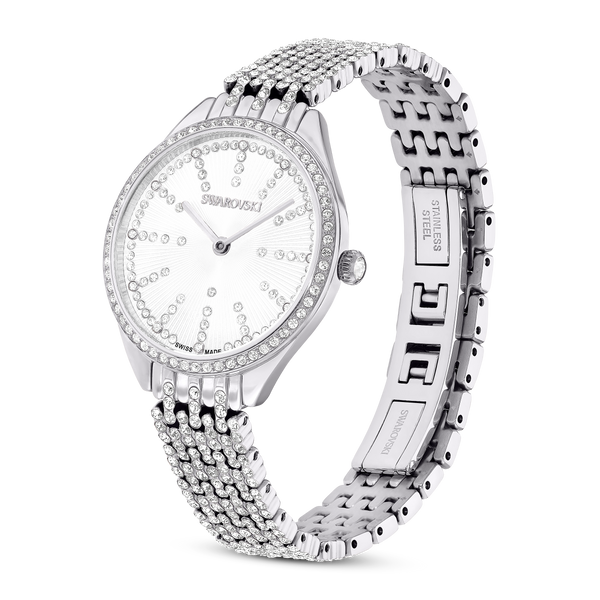 SWAROVSKI ATTRACT WATCH, SWISS MADE, FULL PAVÉ, METAL BRACELET, SILVER TONE, STAINLESS STEEL 5644062