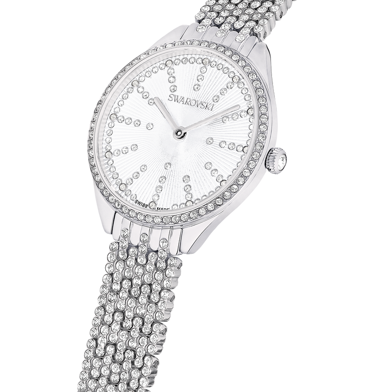 SWAROVSKI ATTRACT WATCH, SWISS MADE, FULL PAVÉ, METAL BRACELET, SILVER TONE, STAINLESS STEEL 5644062