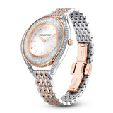 Swarovski Crystalline aura watch, Swiss Made, Metal bracelet, Rose gold tone, Mixed metal finish 5644075