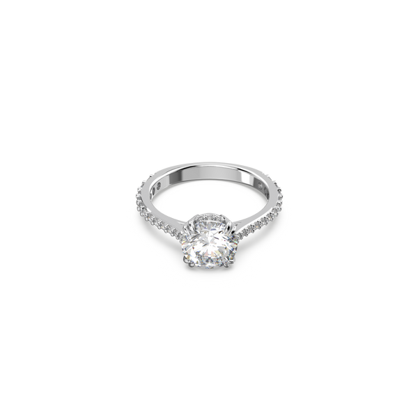 SWAROVSKI CONSTELLA COCKTAIL RING PRINCESS CUT PAVE WHITE RHODIUM PLATED
