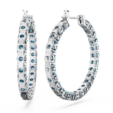 SWAROVSKI MATRIX HOOP EARRINGS, ROUND CUT, BLUE, RHODIUM PLATED 5647446