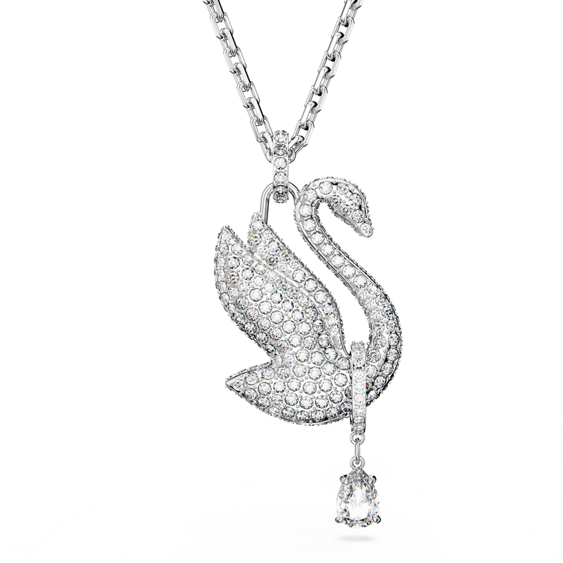 SWAROVSKI SWAROVSKI ICONIC SWAN NECKLACE, SWAN, LONG, WHITE, RHODIUM PLATED 5647546