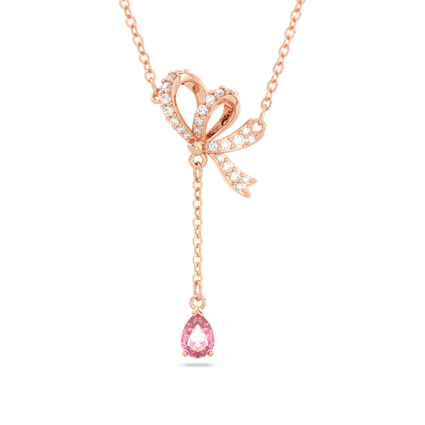 SWAROVSKI VOLTA Y PENDANT, BOW, PINK, ROSE GOLD-TONE PLATED 5647569