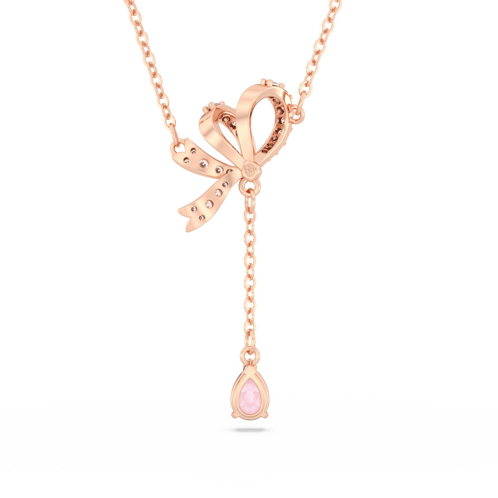 Swarovski Volta Y pendant, Bow, Pink, Rose gold-tone plated