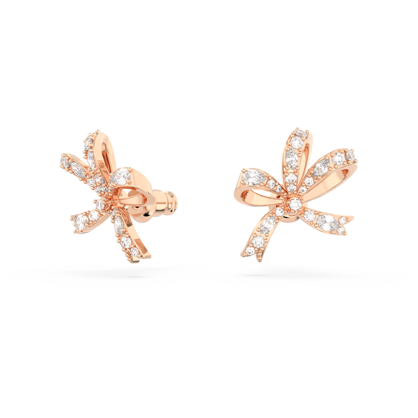 SWAROVSKI VOLTA STUD EARRINGS, BOW, SMALL, WHITE, ROSE GOLD-TONE PLATED 5647572