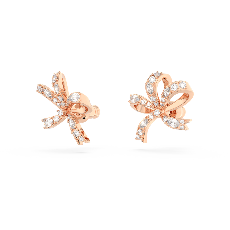 SWAROVSKI VOLTA STUD EARRINGS, BOW, SMALL, WHITE, ROSE GOLD-TONE PLATED 5647572