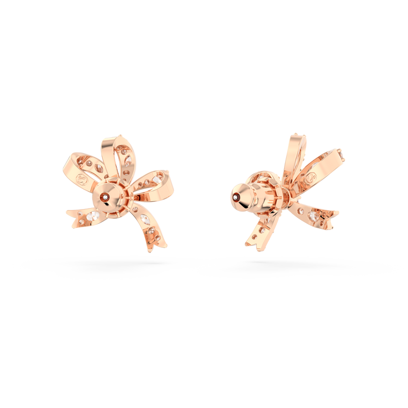 SWAROVSKI VOLTA STUD EARRINGS, BOW, SMALL, WHITE, ROSE GOLD-TONE PLATED 5647572