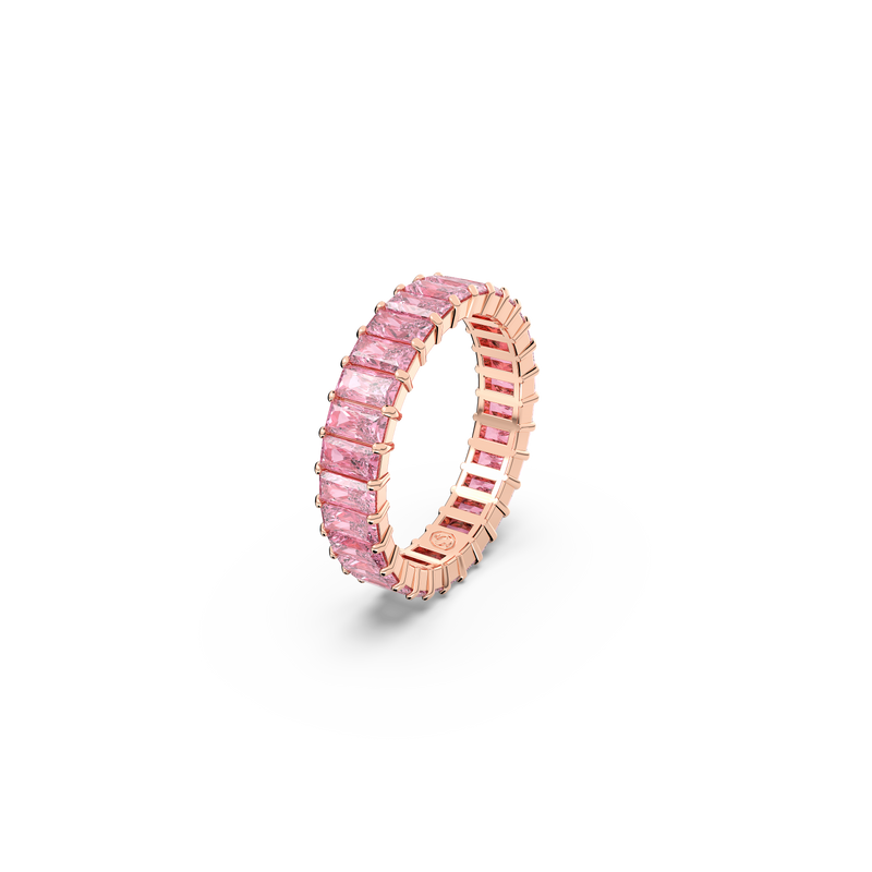 SWAROVSKI MATRIX RING, BAGUETTE CUT, PINK, ROSE GOLD-TONE PLATED