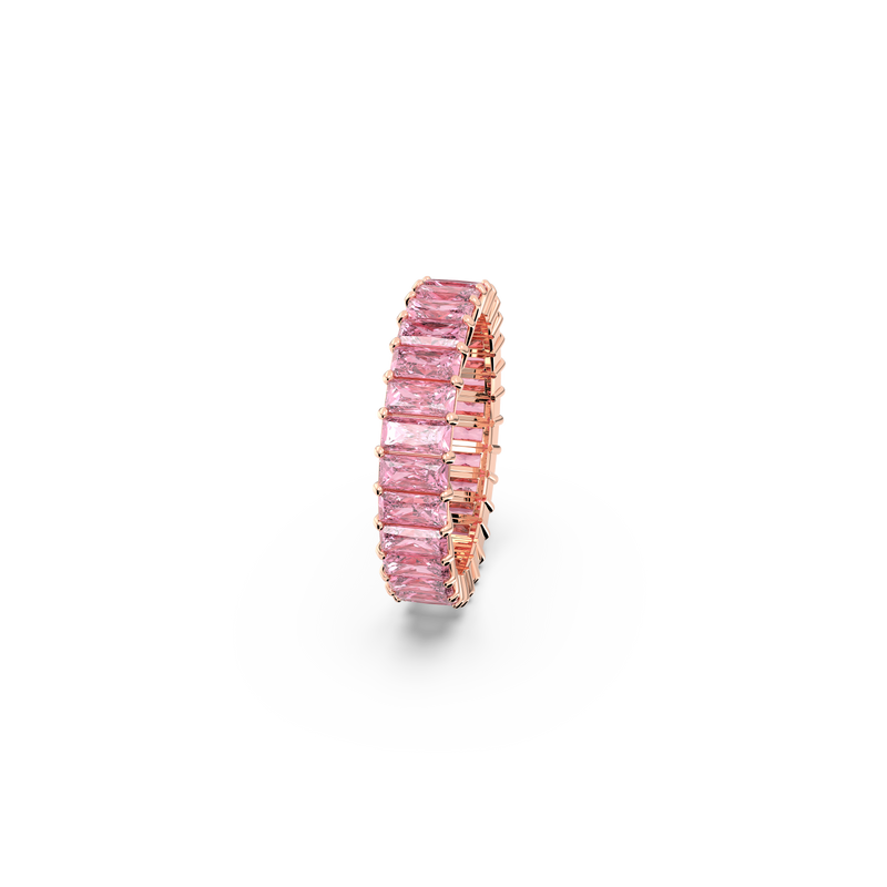 SWAROVSKI MATRIX RING, BAGUETTE CUT, PINK, ROSE GOLD-TONE PLATED