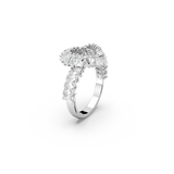 SWAROVSKI MATRIX COCKTAIL RING, MIXED CUTS, HEART, WHITE, RHODIUM PLATED