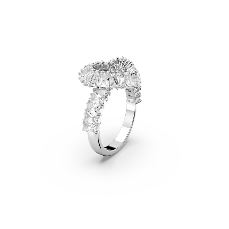 SWAROVSKI MATRIX COCKTAIL RING, MIXED CUTS, HEART, WHITE, RHODIUM PLATED