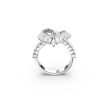 SWAROVSKI MATRIX COCKTAIL RING, MIXED CUTS, HEART, WHITE, RHODIUM PLATED