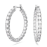 Swarovski Matrix hoop earrings, Round cut, White, Rhodium plated 5647715