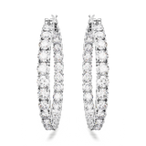 Swarovski Matrix hoop earrings, Round cut, White, Rhodium plated 5647715