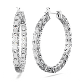 Swarovski Matrix hoop earrings, Round cut, White, Rhodium plated 5647715