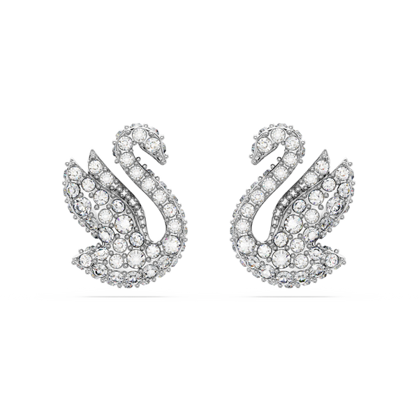 SWAROVSKI SWAROVSKI ICONIC SWAN STUD EARRINGS, SWAN, WHITE, RHODIUM PLATED 5647873