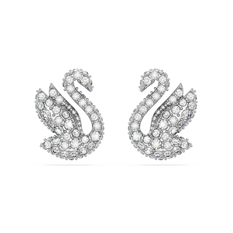 SWAROVSKI SWAROVSKI ICONIC SWAN STUD EARRINGS, SWAN, WHITE, RHODIUM PLATED 5647873