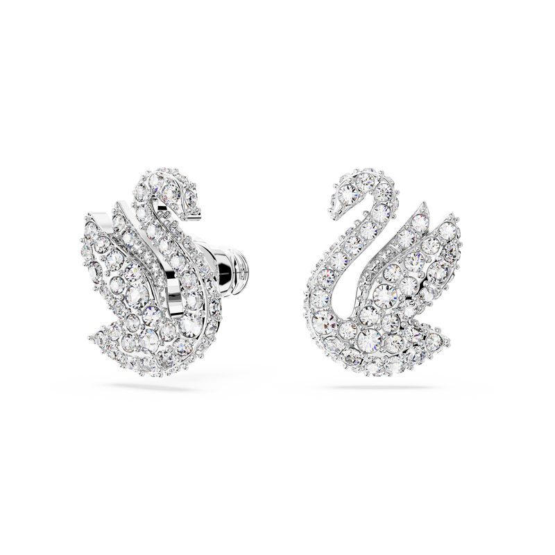 SWAROVSKI SWAROVSKI ICONIC SWAN STUD EARRINGS, SWAN, WHITE, RHODIUM PLATED 5647873