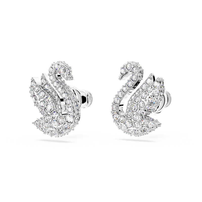 SWAROVSKI SWAROVSKI ICONIC SWAN STUD EARRINGS, SWAN, WHITE, RHODIUM PLATED 5647873