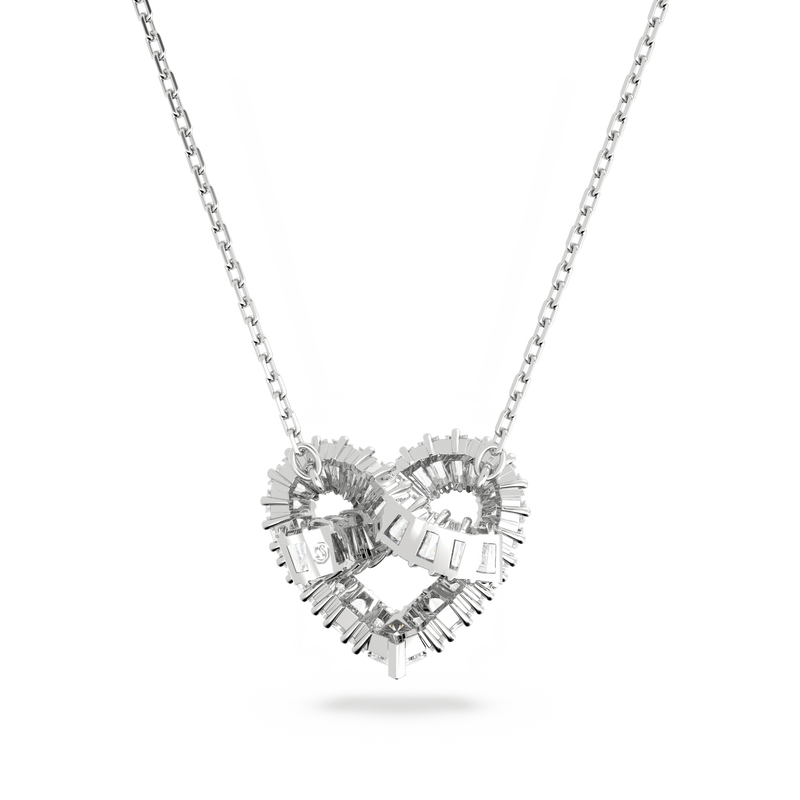 SWAROVSKI MATRIX PENDANT, MIXED CUTS, HEART, WHITE, RHODIUM PLATED 5647924