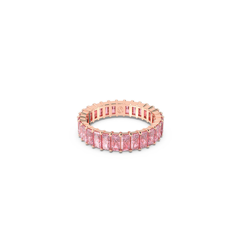 SWAROVSKI MATRIX RING, BAGUETTE CUT, PINK, ROSE GOLD-TONE PLATED