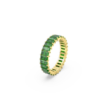 SWAROVSKI MATRIX RING, BAGUETTE CUT, GREEN, GOLD-TONE PLATED