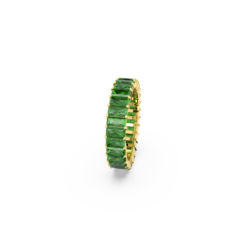 SWAROVSKI MATRIX RING, BAGUETTE CUT, GREEN, GOLD-TONE PLATED