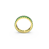 SWAROVSKI MATRIX RING, BAGUETTE CUT, GREEN, GOLD-TONE PLATED