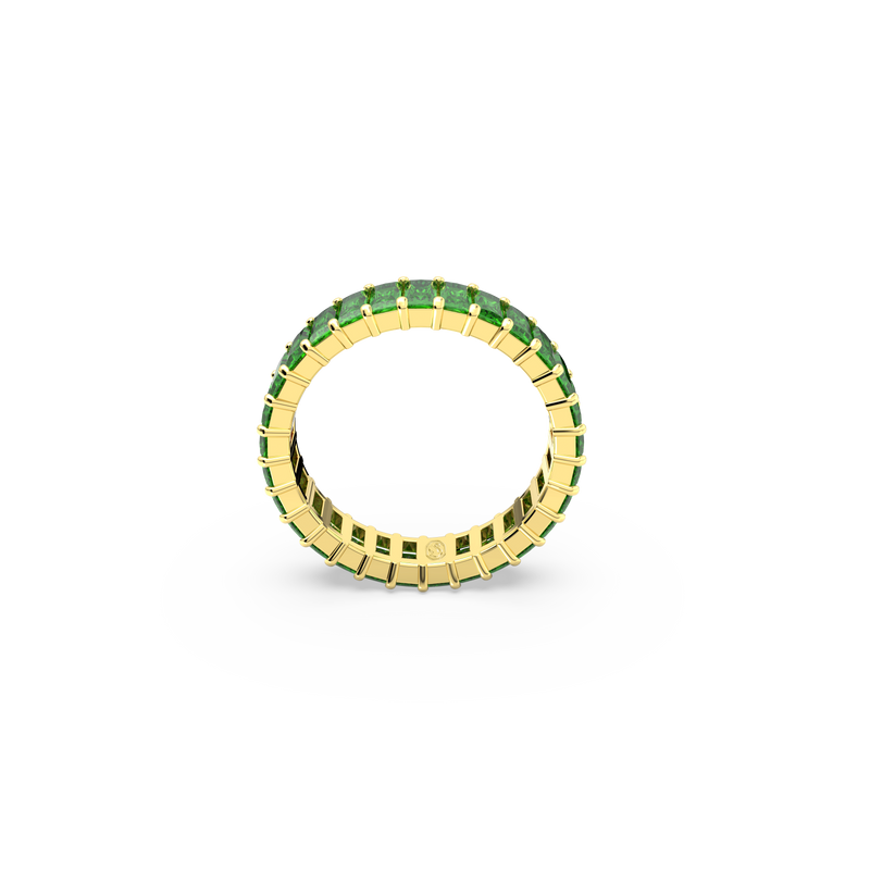 SWAROVSKI MATRIX RING, BAGUETTE CUT, GREEN, GOLD-TONE PLATED