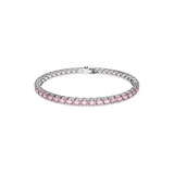 SWAROVSKI MATRIX TENNIS BRACELET, ROUND CUT, SMALL, PINK, RHODIUM PLATED