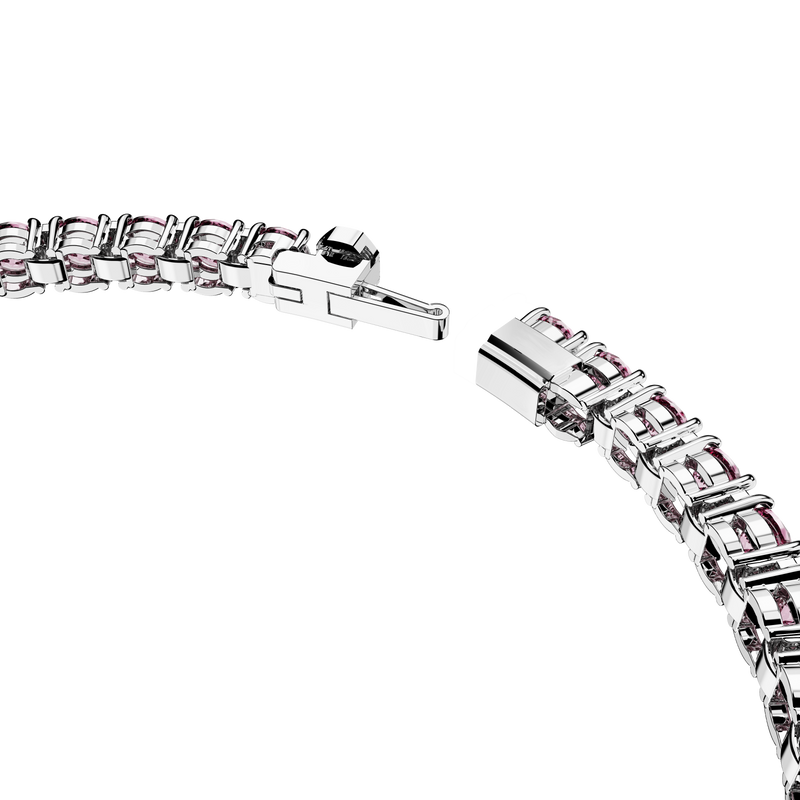 SWAROVSKI MATRIX TENNIS BRACELET, ROUND CUT, SMALL, PINK, RHODIUM PLATED