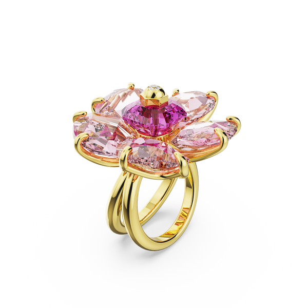 SWAROVSKI FLORERE COCKTAIL RING, FLOWER, PINK, GOLD-TONE PLATED