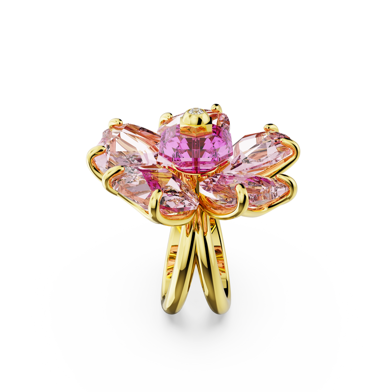 SWAROVSKI FLORERE COCKTAIL RING, FLOWER, PINK, GOLD-TONE PLATED