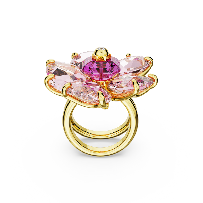 SWAROVSKI FLORERE COCKTAIL RING, FLOWER, PINK, GOLD-TONE PLATED