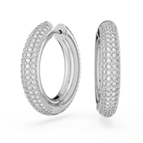 Swarovski Dextera hoop earrings, Medium, White, Rhodium plated 5651392