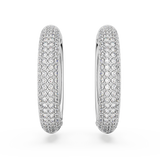 Swarovski Dextera hoop earrings, Medium, White, Rhodium plated 5651392