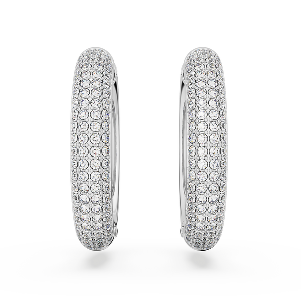 SWAROVSKI DEXTERA HOOP EARRINGS, MEDIUM, WHITE, RHODIUM PLATED 5651392