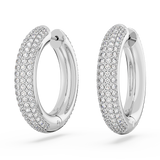Swarovski Dextera hoop earrings, Medium, White, Rhodium plated 5651392