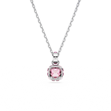 Swarovski Birthstone pendant, Square cut, October, Pink, Rhodium plated 5651791