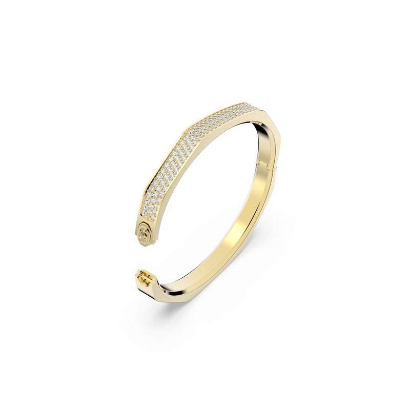 SWAROVSKI DEXTERA BANGLE, OCTAGON SHAPE, WHITE, GOLD-TONE PLATED