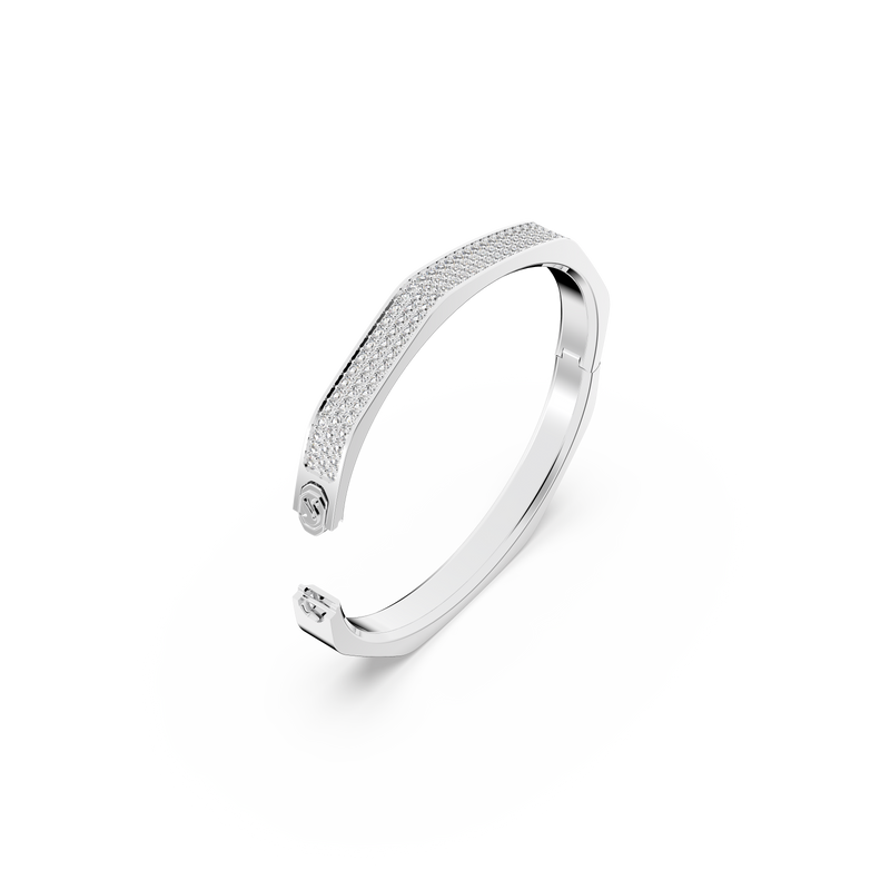 SWAROVSKI DEXTERA BANGLE, OCTAGON SHAPE, WHITE, RHODIUM PLATED