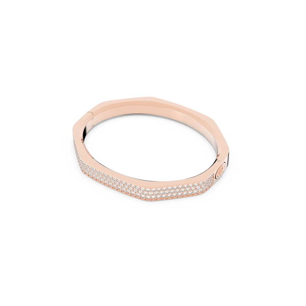 SWAROVSKI DEXTERA BANGLE, OCTAGON SHAPE, WHITE, ROSE GOLD-TONE PLATED