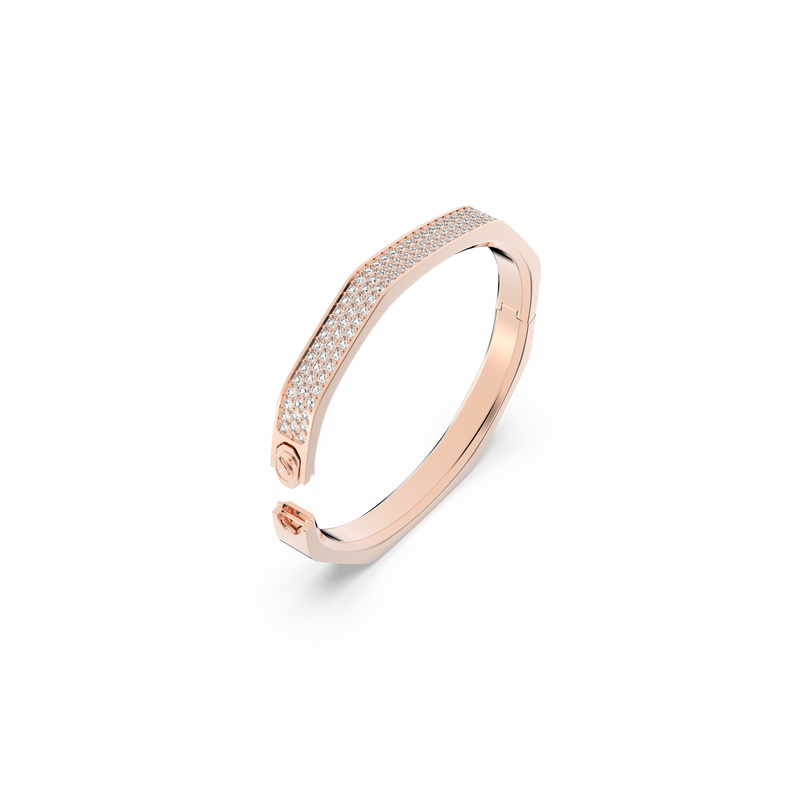 SWAROVSKI DEXTERA BANGLE, OCTAGON SHAPE, WHITE, ROSE GOLD-TONE PLATED