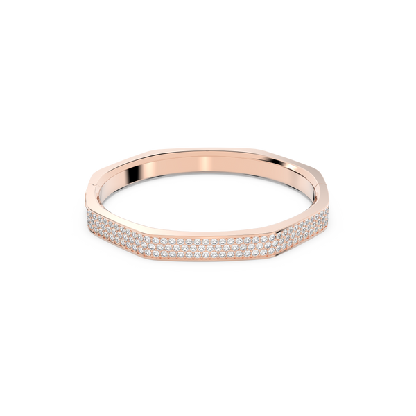 SWAROVSKI DEXTERA BANGLE, OCTAGON SHAPE, WHITE, ROSE GOLD-TONE PLATED