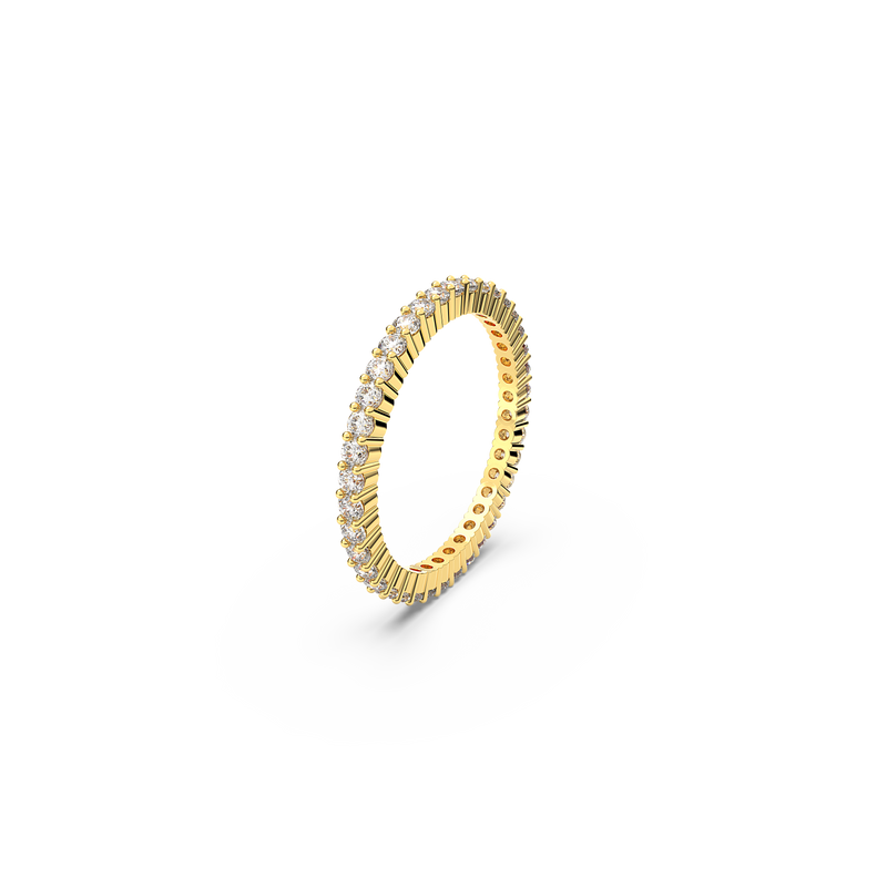 SWAROVSKI VITTORE RING, ROUND CUT, WHITE, GOLD-TONE FINISH