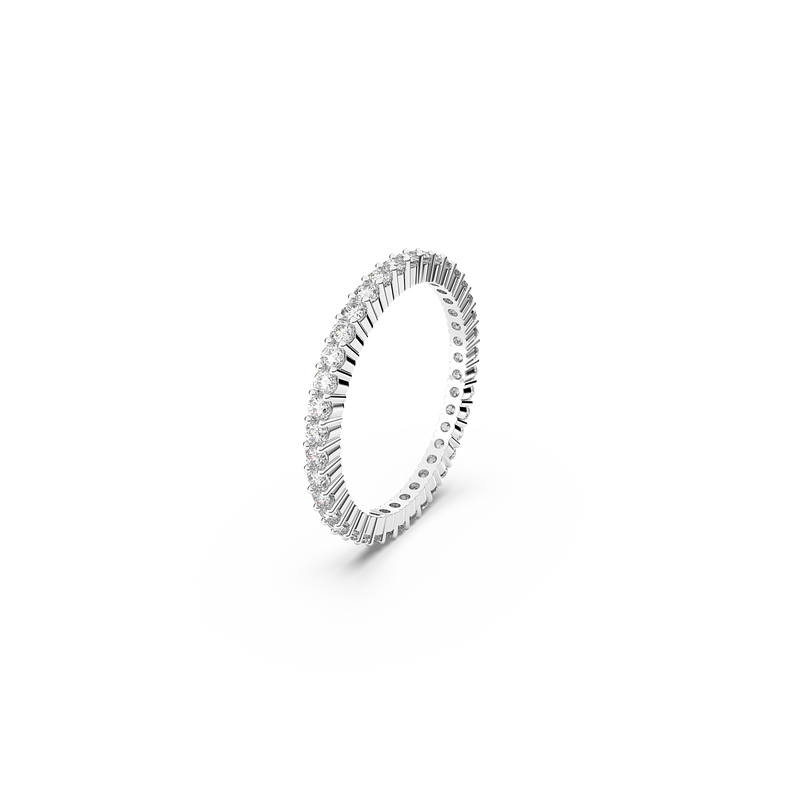 SWAROVSKI VITTORE RING, ROUND CUT, WHITE, SILVER-TONE FINISH