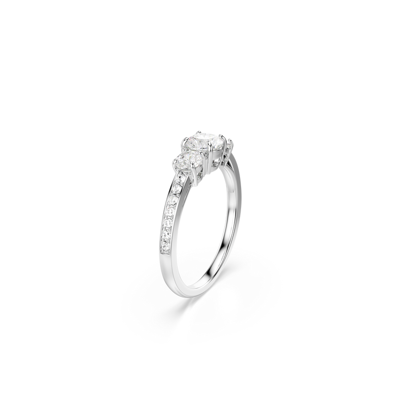 Swarovski Stilla Attract ring, Round cut, White, Silver-tone finish ...