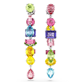 Swarovski Gema drop earrings, Asymmetrical design, Mixed cuts, Long, Multicolored, Rhodium plated 5656417